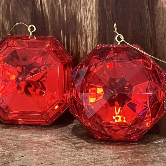 Set of 2, Jewel Ornaments, 4 Inch, Gem Ornaments, Wreath Attachment, Centerpiece - Picture 11 of 13